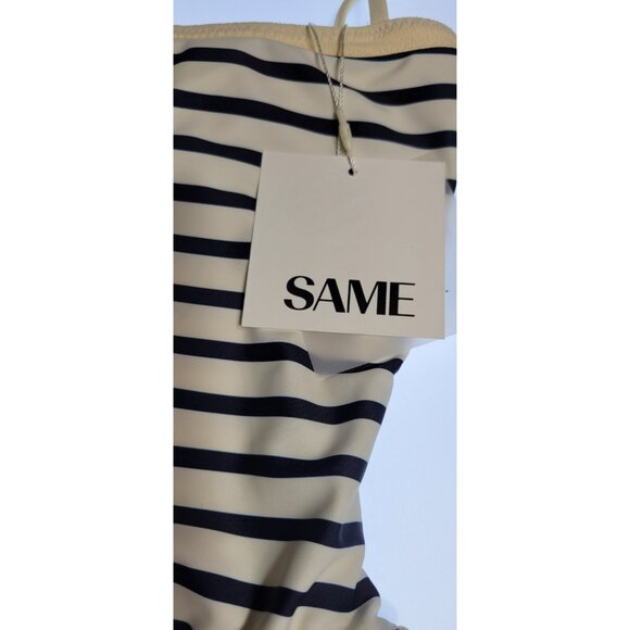 SAME Los Angeles Swim Womens One Piece ColorBlock Stripped Navy Blue Medium - Picture 6 of 12